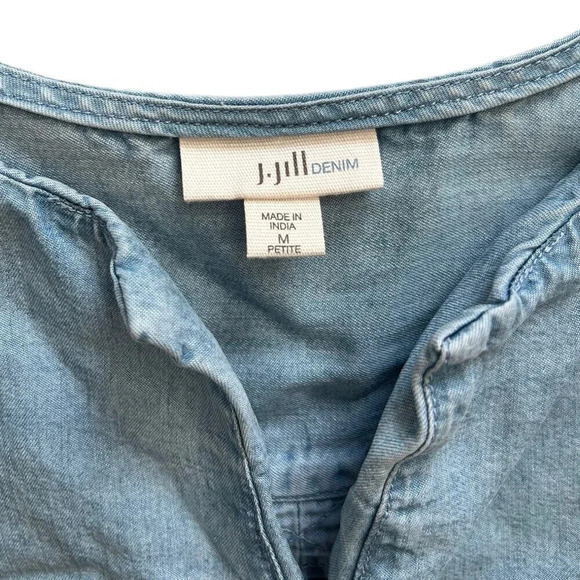 J. Jill Denim Blue Chambray Tencel Blouse MP - Picture 3 of 4